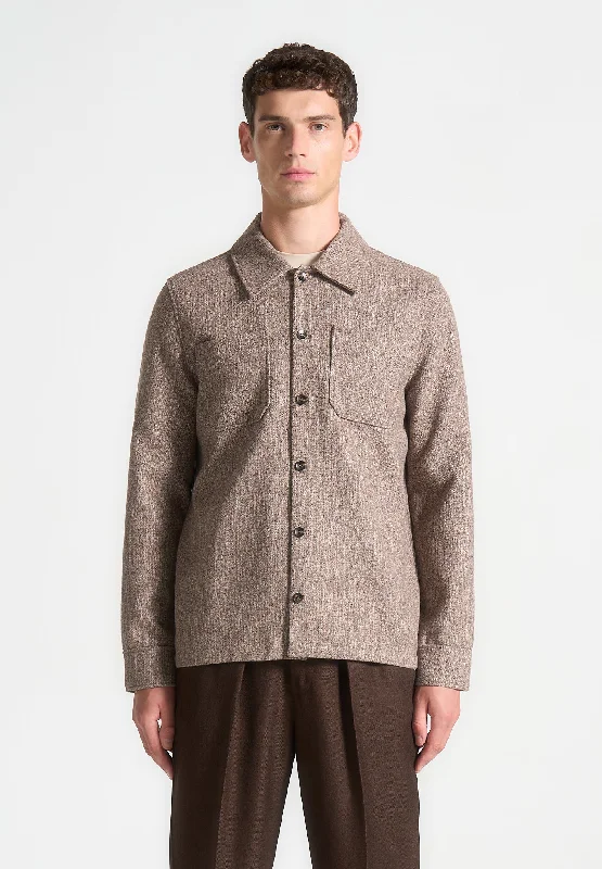 Basic button-up  Melange Overshirt - Taupe