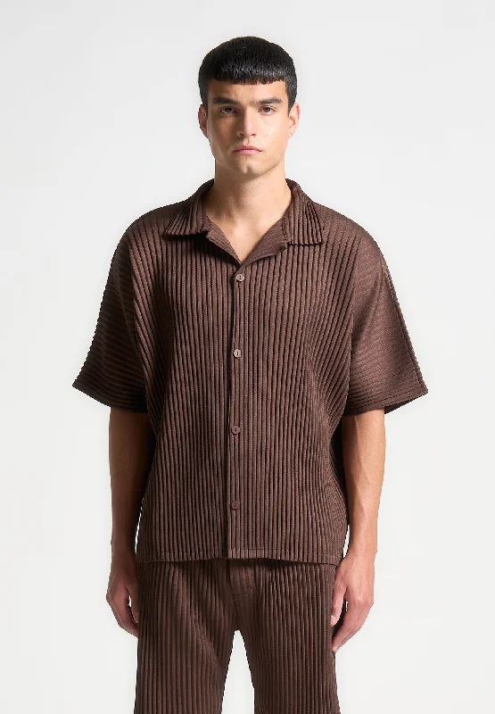 Layered shirt Pleated Shirt - Brown