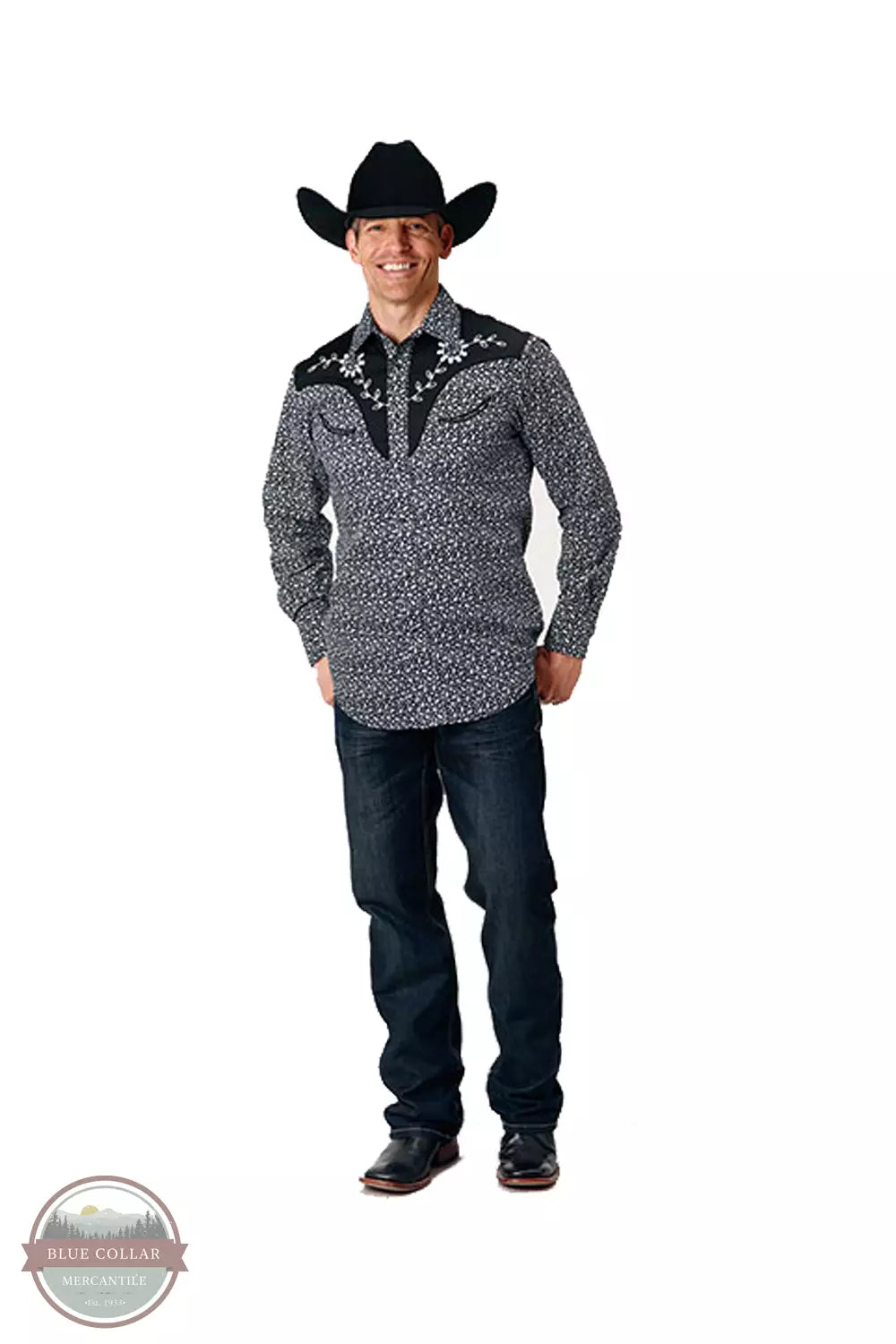 Tuxedo shirt Embroidered Long Sleeve Western Snap Shirt 01-001-0024-1068 BL