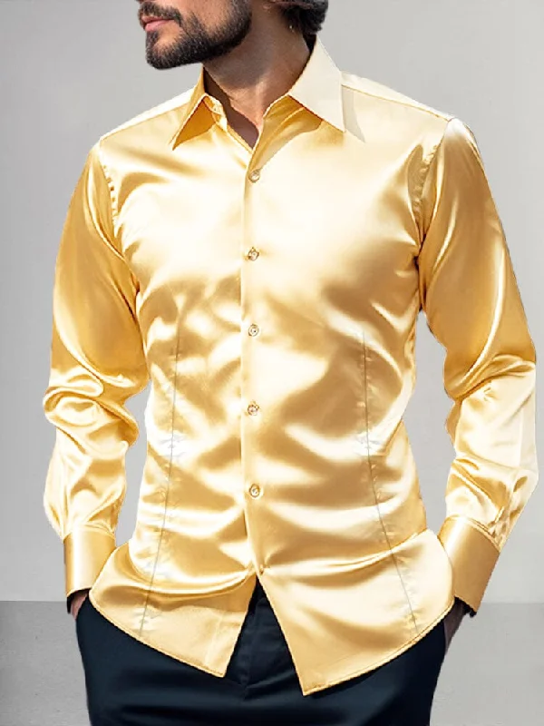 Crew-neck shirt Shiny Satin Dress Shirt