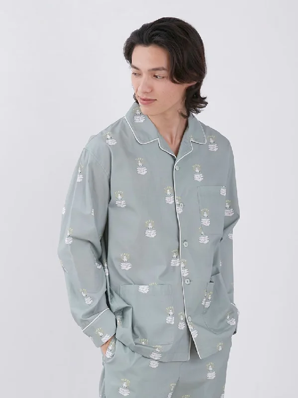 Stretch shirt Sleeping Bear Pattern Long Sleeve Sleepwear