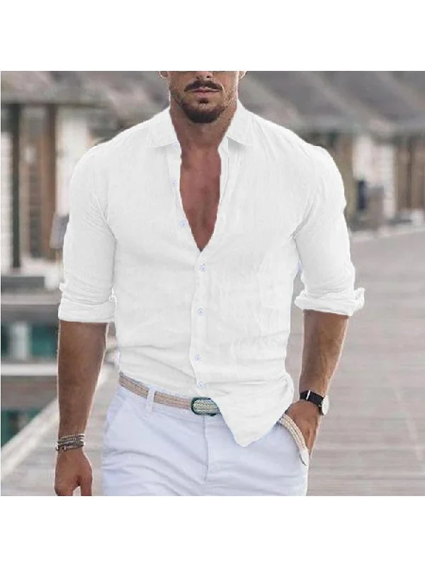 Cozy shirt  Solid Color Cotton Single Breasted Men's Shirts