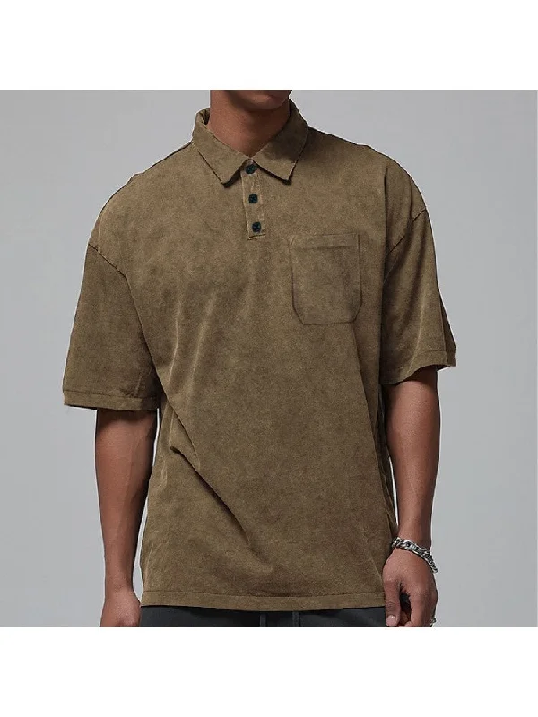 Satin shirt Solid Color Pure Color Leisure Polo Shirt