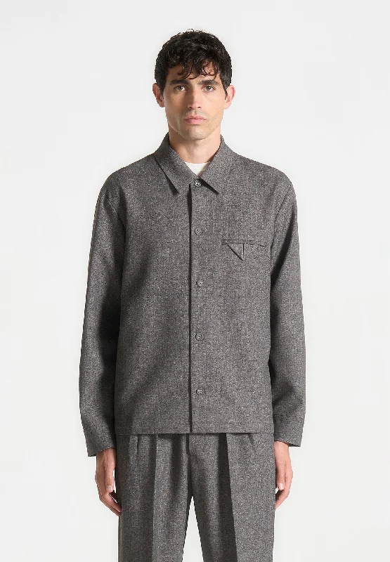 Pique shirt Textured Tailored Overshirt - Grey