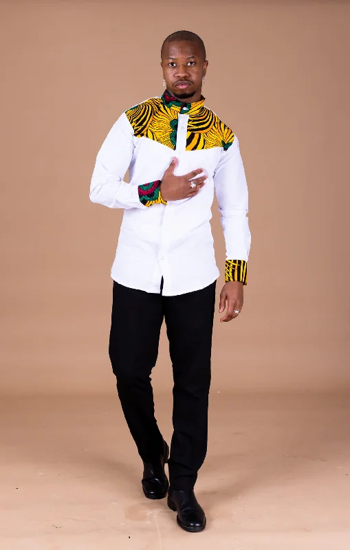 Off-shoulder shirt Tunde Mixed Print Men Shirt